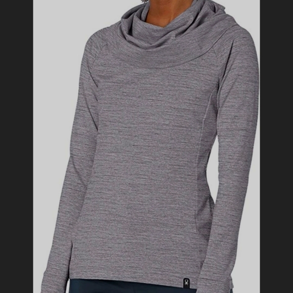 Spyder Ski Team Gray Cowl Neck Long Sleeve Performance Top - Picture 15 of 15